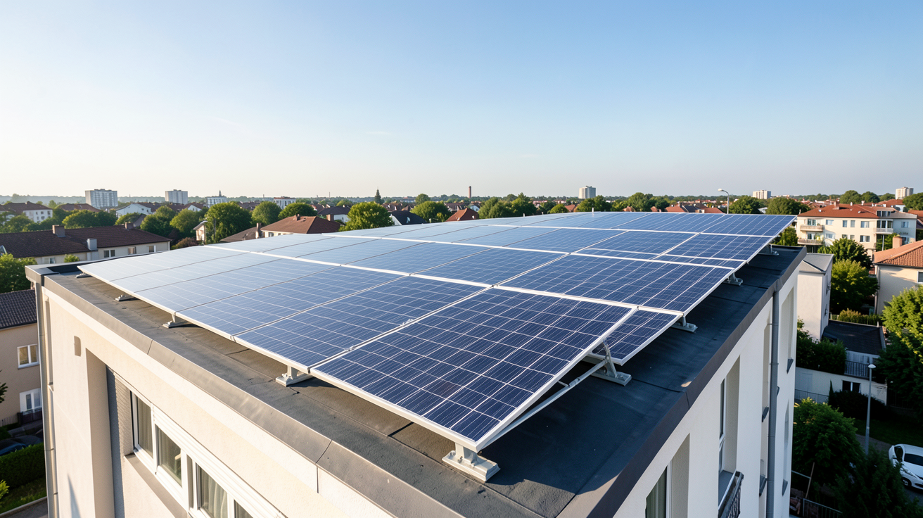 installation panneau solaire copropriété montrant les bénéfices d'une toiture équipée de panneaux photovoltaïques
