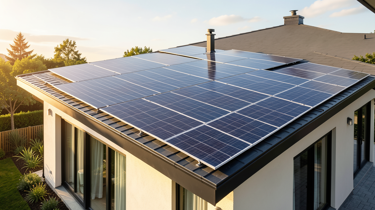 installation panneau solaire maison prix sur le toit d'une résidence moderne