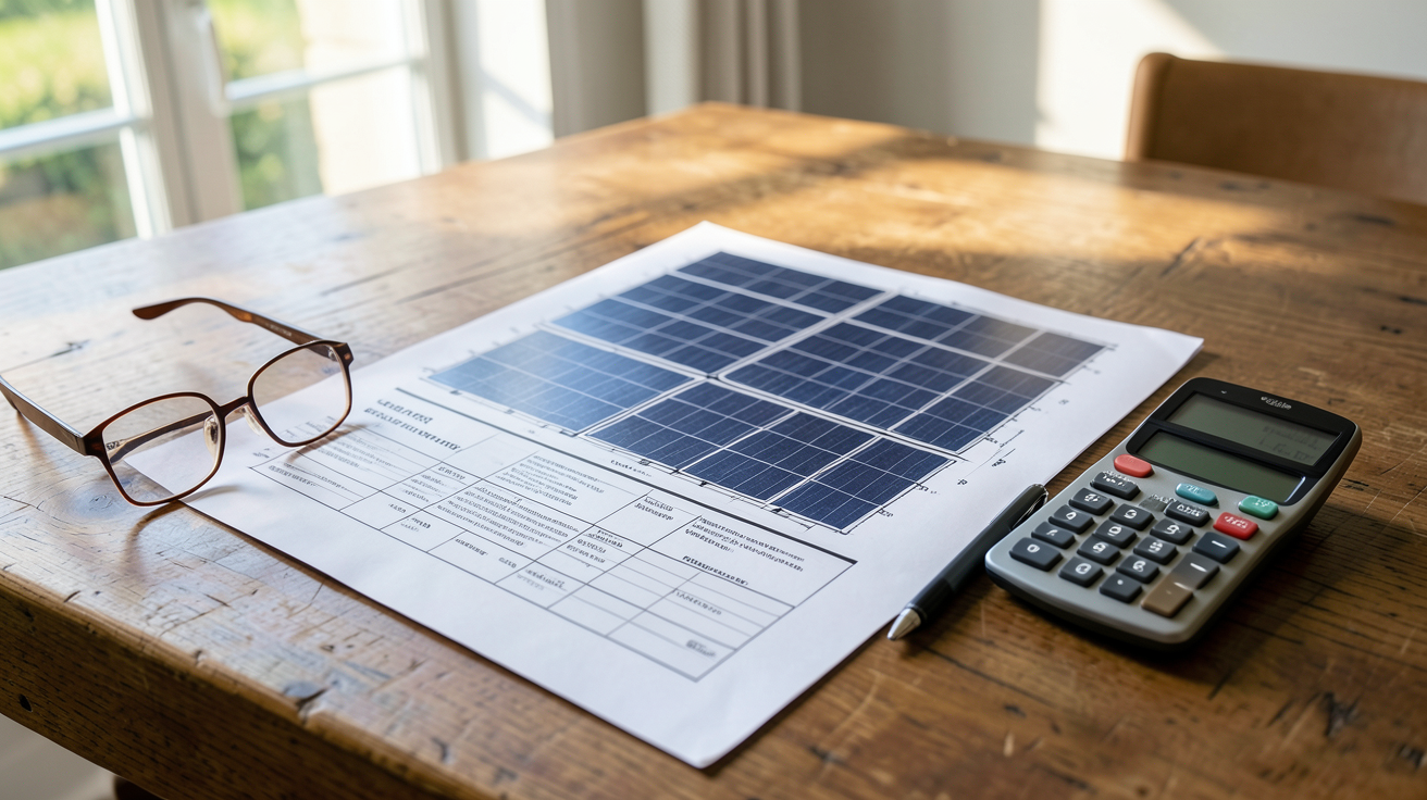 installation panneau solaire prix : exemple de devis détaillé pour une maison de 150 m² posé sur une table