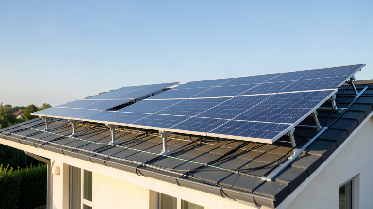 installation panneau solaire prix sur le toit d'une maison individuelle avec détails techniques