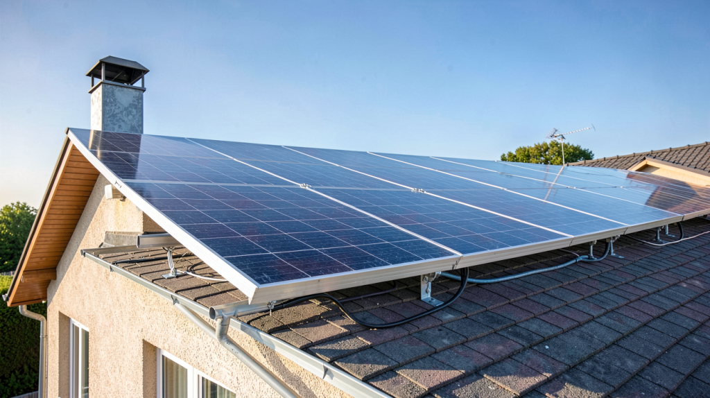 installation panneaux photovoltaique sur le toit d'une maison résidentielle