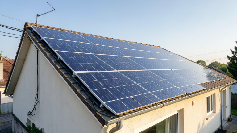 installation panneaux solaire prix sur le toit d'une maison individuelle