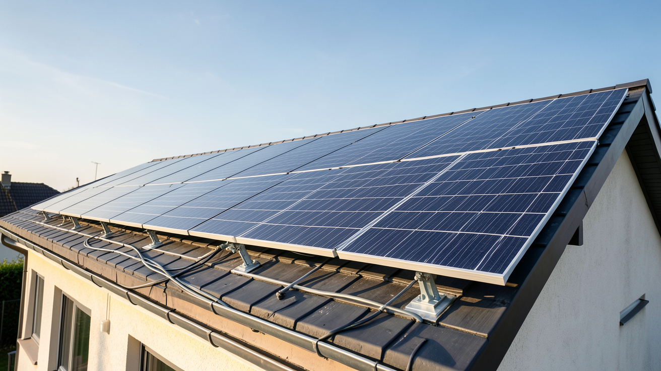 installation panneaux solaire prix moyen 2026 sur le toit d'une maison individuelle