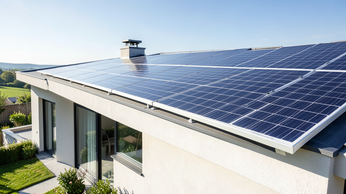 installation photovoltaique 3kwc batterie solaire lithium-ion installée sur le toit d'une maison