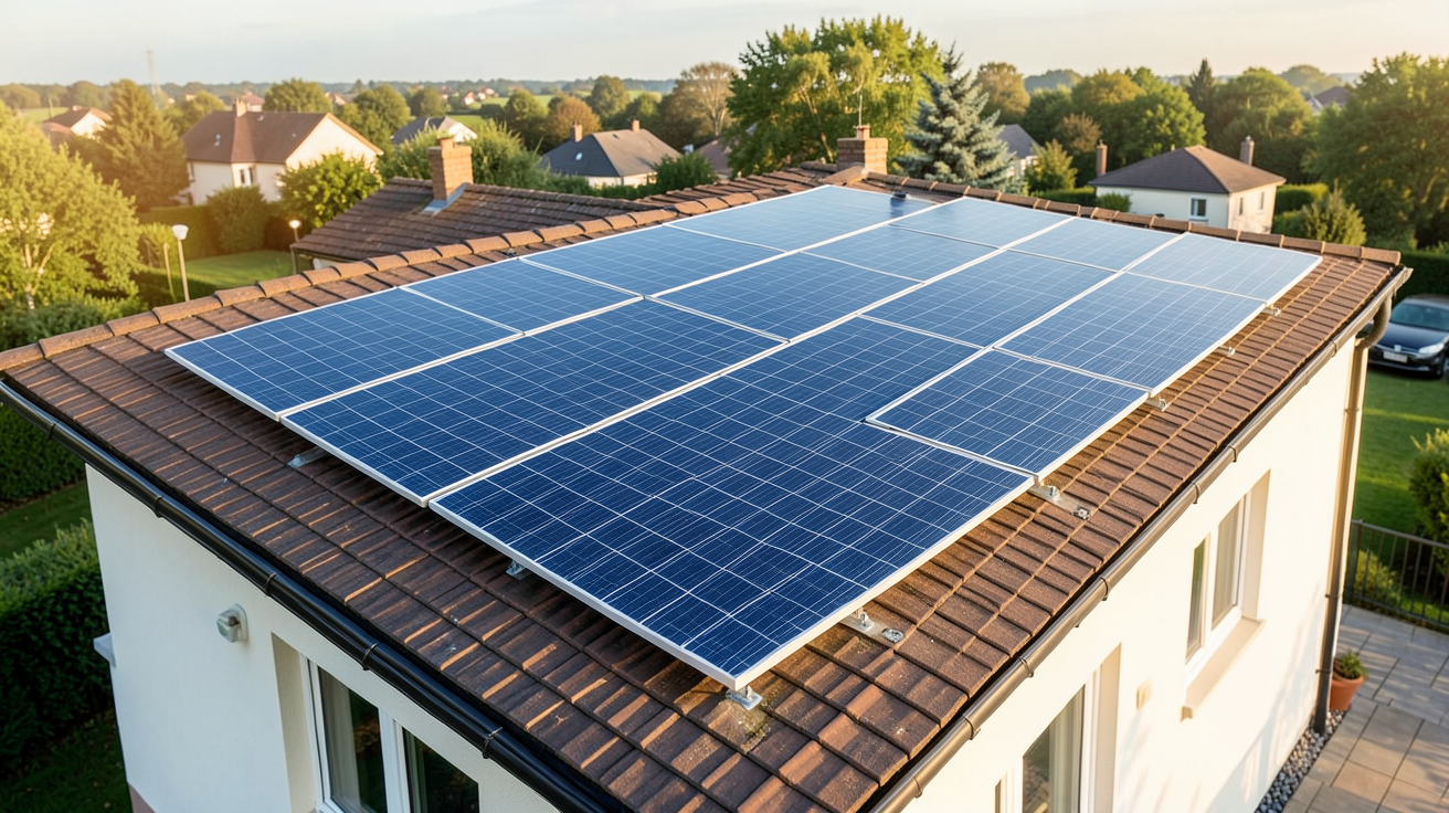 installation photovoltaique 3kwc montrant des panneaux solaires sur un toit résidentiel
