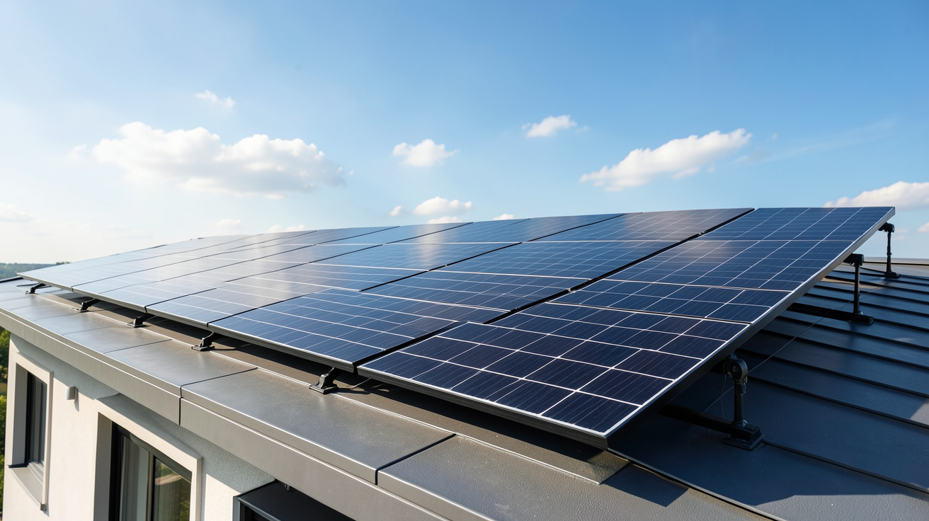installation photovoltaïque 6 kW sur le toit d'une maison moderne