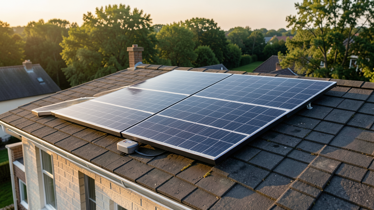 installation photovoltaïque en autoconsommation avec kit solaire sur toit de maison individuelle