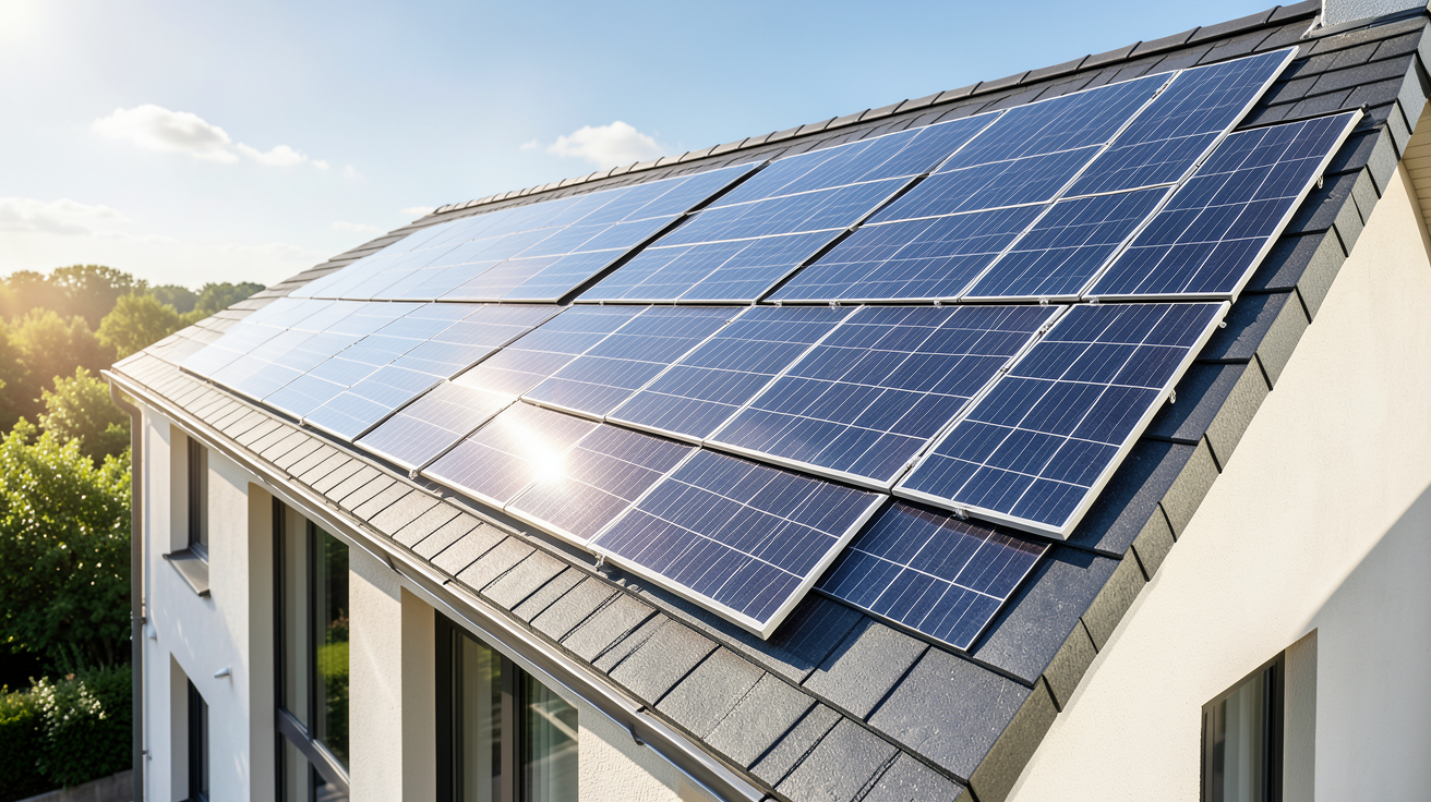 installation photovoltaïque intégrée au bâti sur une toiture résidentielle moderne et esthétique
