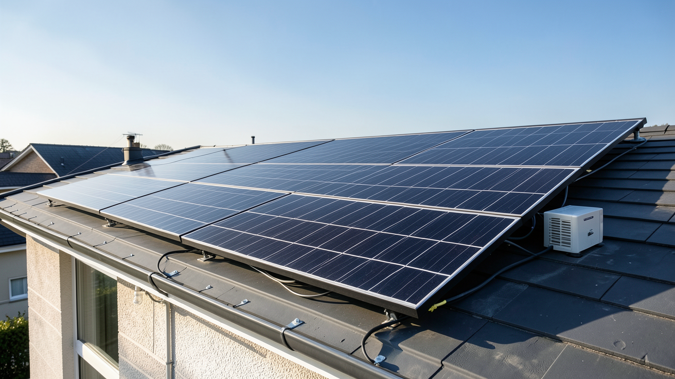 installation solaire autoconsommation panneaux photovoltaïques sur toit de maison individuelle