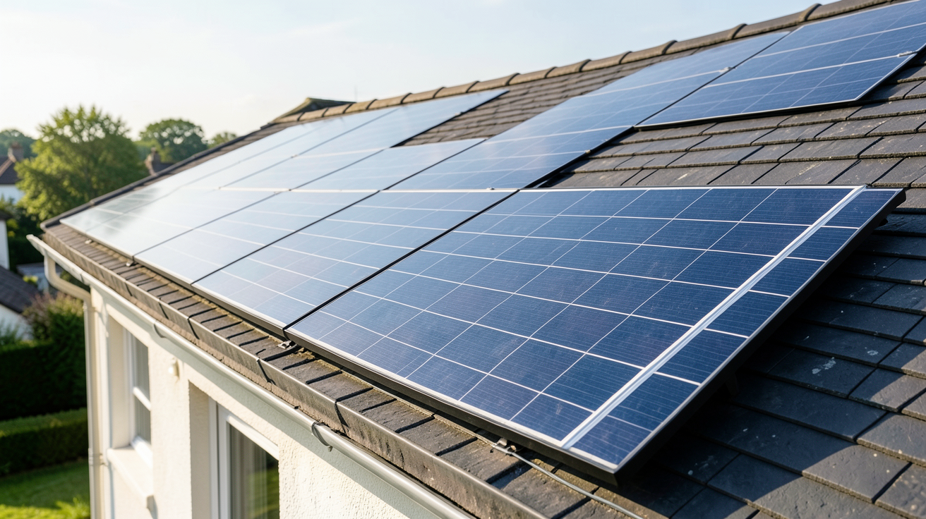 installation solaire photovoltaïque optimisée avec panneaux orientés sud et inclinaison à 30 degrés sur un toit de maison