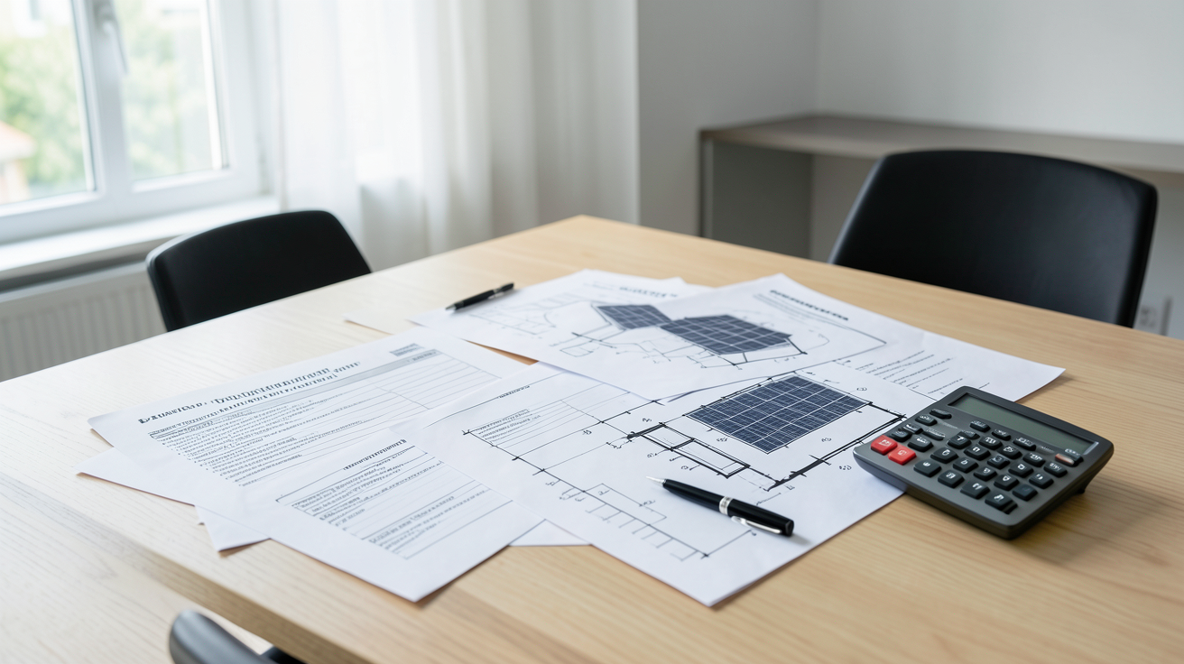 installations solaires photovoltaïques démarches administratives étape par étape avec documents et plans sur un bureau