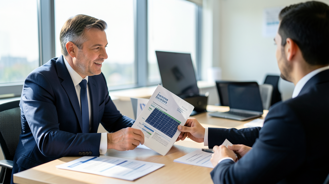 installer des panneaux solaires prix : professionnel discutant avec un client pour obtenir un devis précis