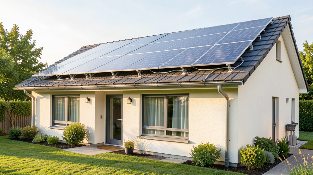 installer des panneaux solaires prix : maison équipée de panneaux solaires photovoltaïques sur le toit