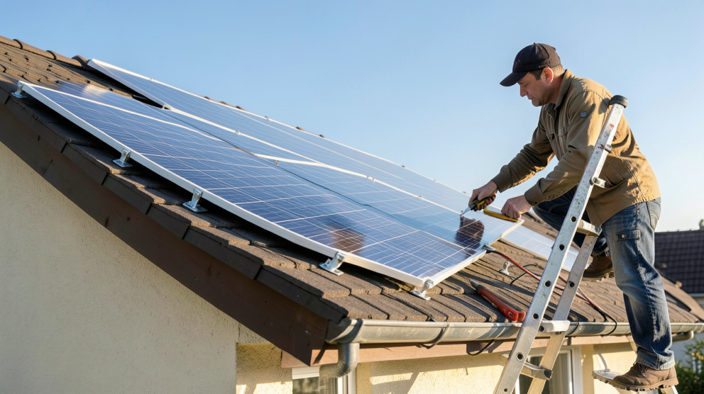 installer des panneaux solaires soi même sur le toit d'une maison individuelle