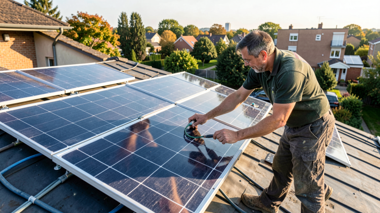 installer des panneaux photovoltaïques soi-même sur le toit d'une maison individuelle