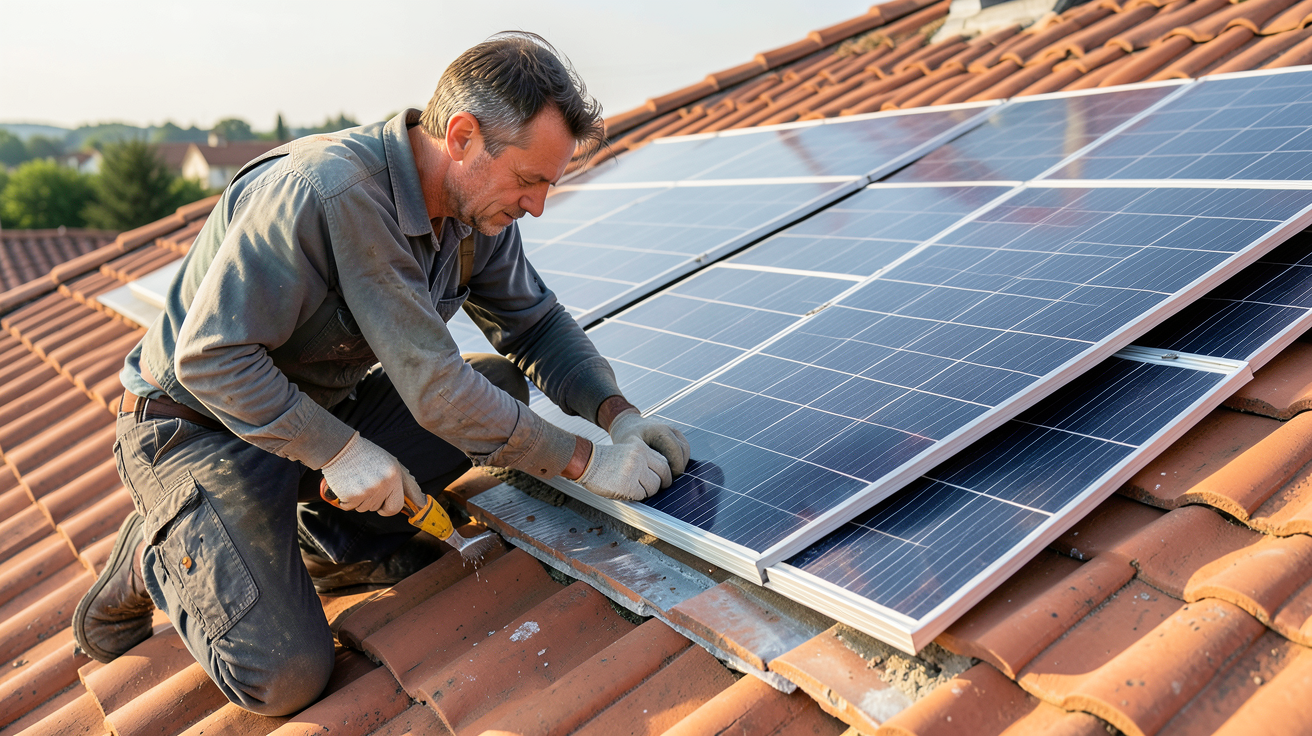 installer soi même des panneaux solaires préparation de la toiture en tuiles rouges