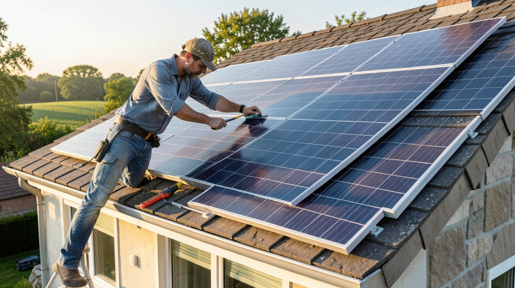 installer soi même des panneaux solaires sur le toit d'une maison individuelle