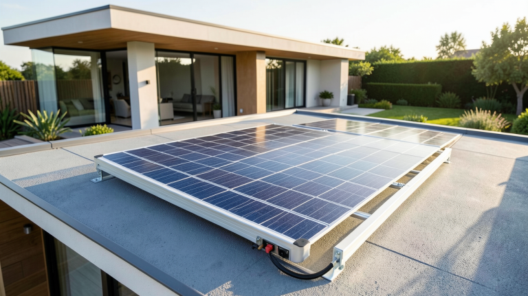 inverter solaire installé sur le toit d'une maison écologique