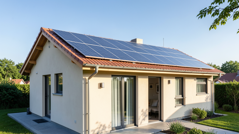 investissement panneau solaire installé sur le toit d'une maison individuelle
