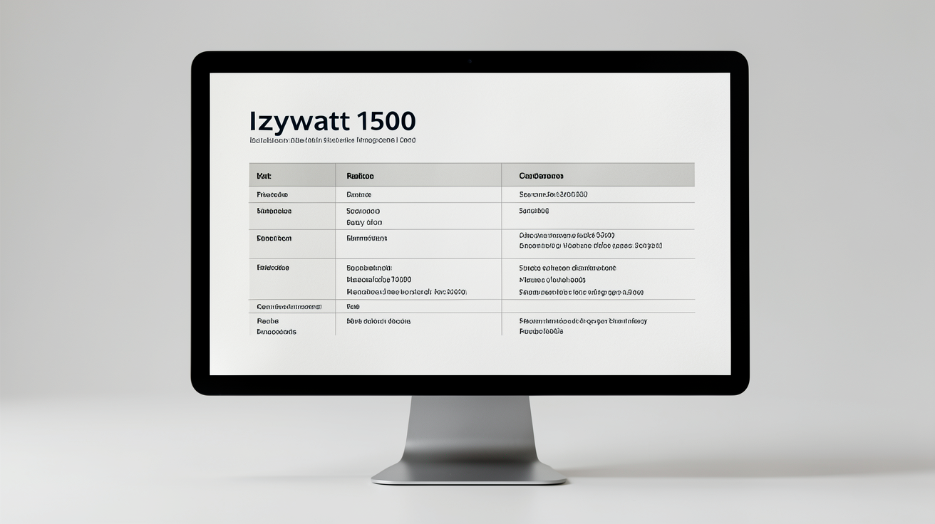 izywatt 1500 tableau comparatif des principales spécifications techniques