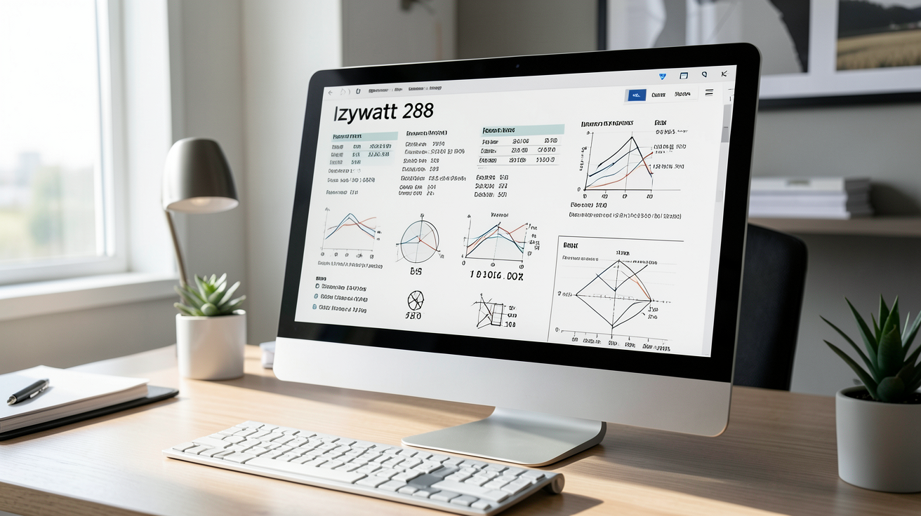 izywatt 288 affichant ses caractéristiques techniques détaillées sur un écran