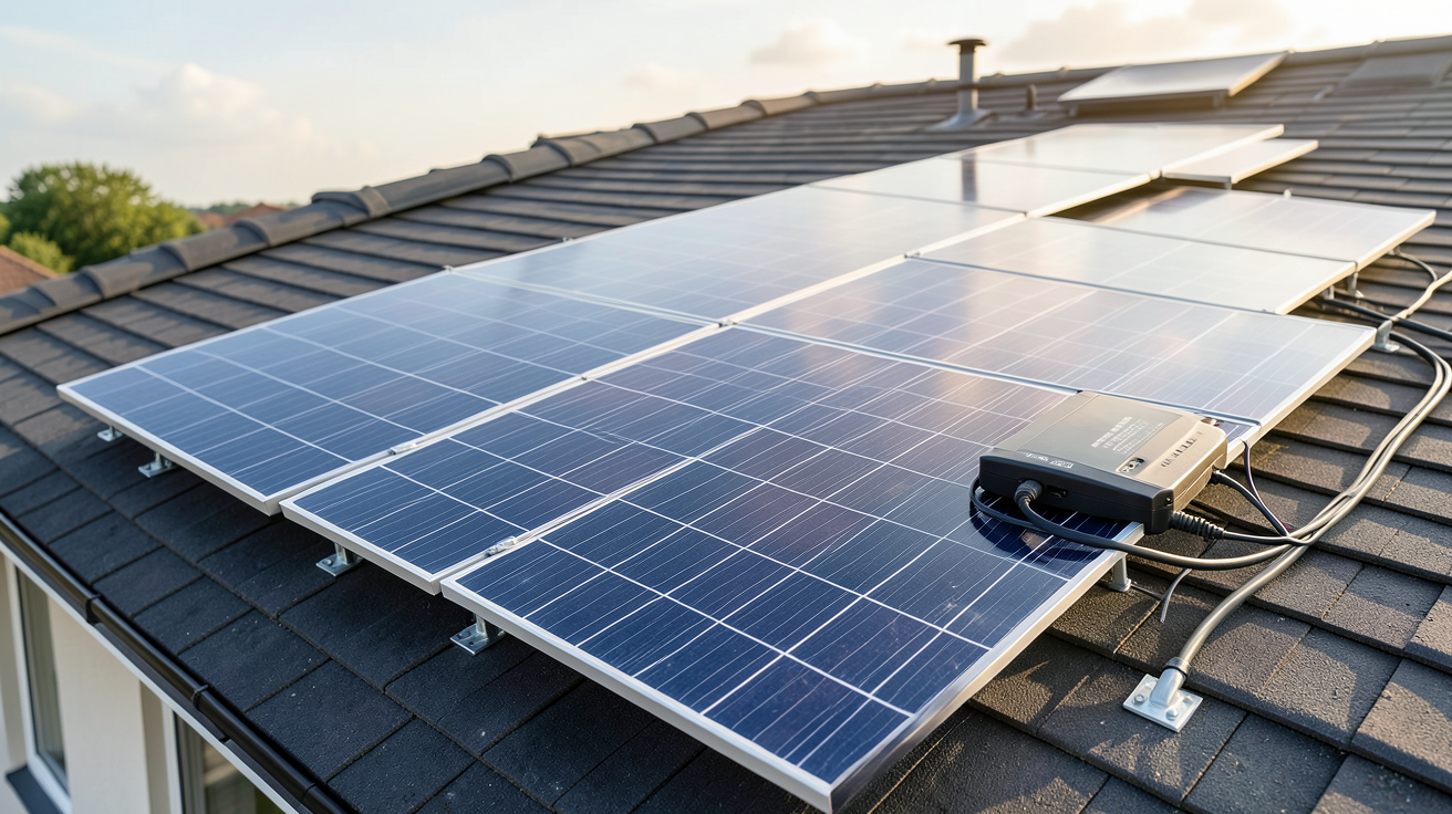 kit solaire prix comparatif 2024 montrant un kit photovoltaïque complet installé sur un toit de maison