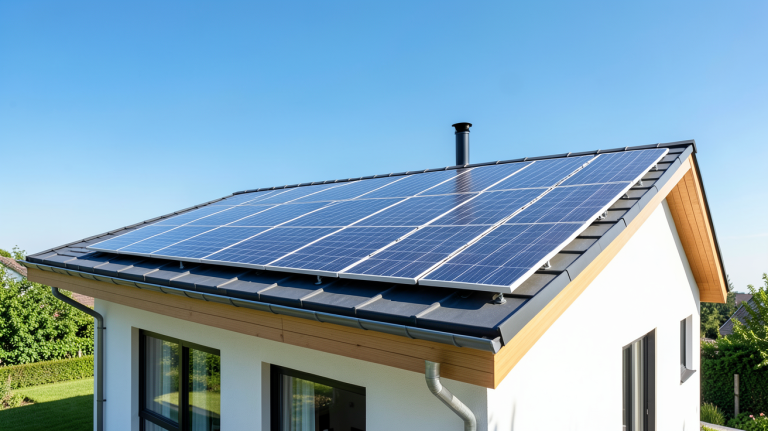 kitsolaire discount avec des panneaux solaires installés sur le toit d'une habitation