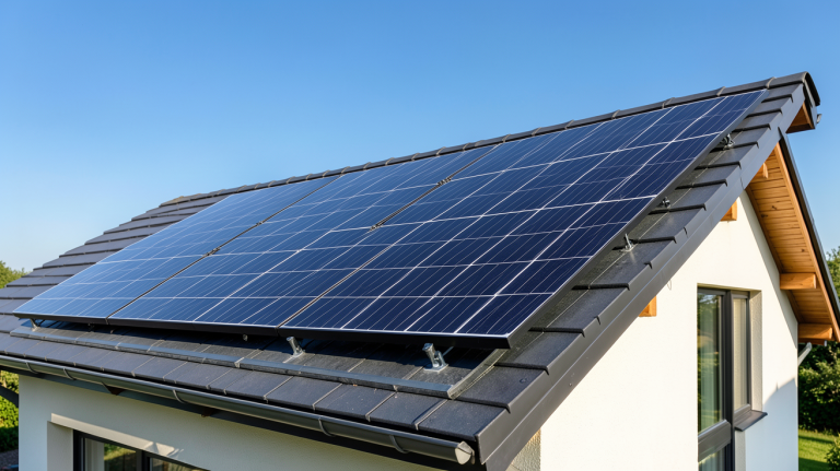 kitsolaire installé sur le toit d'une maison écologique