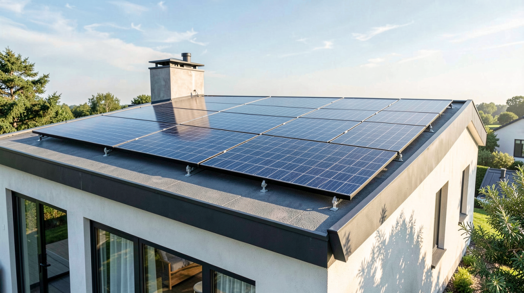 kwc panneau solaire installé sur le toit d'une maison moderne