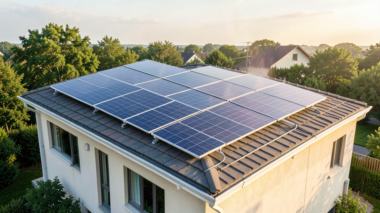 l aérovoltaïque panneaux solaires hybrides sur toit résidentiel