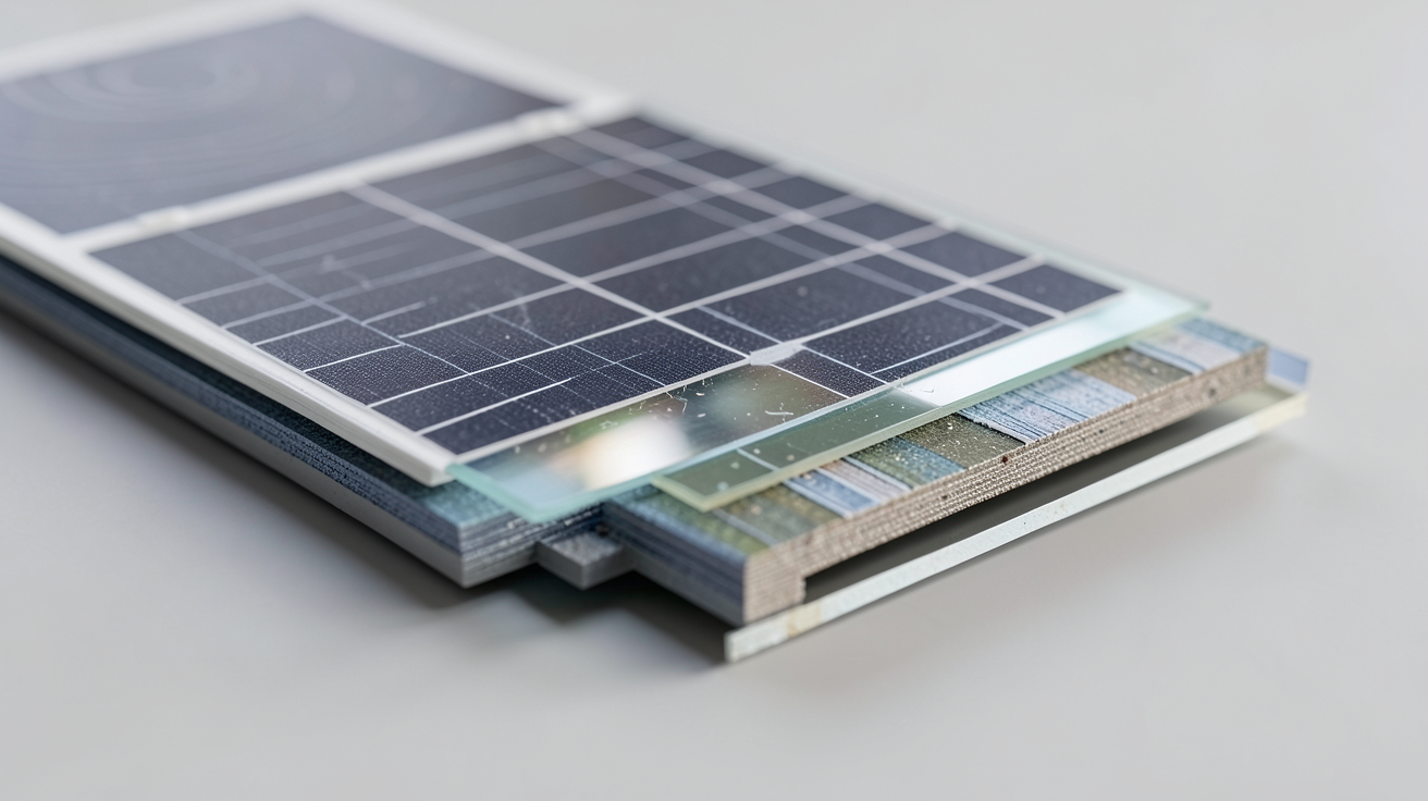 l énergie photovoltaïque : cellule photovoltaïque en coupe montrant son fonctionnement interne