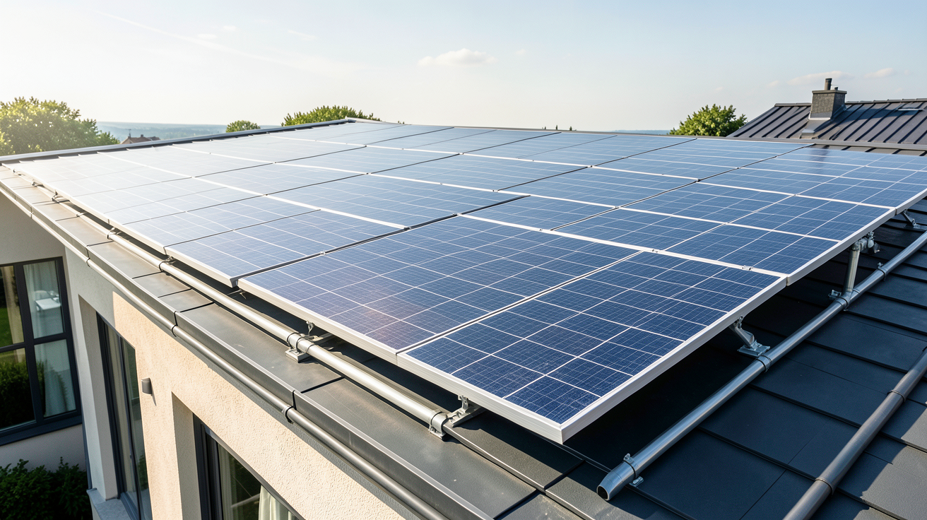l énergie solaire thermique captée par des panneaux installés sur une toiture sous un soleil radieux