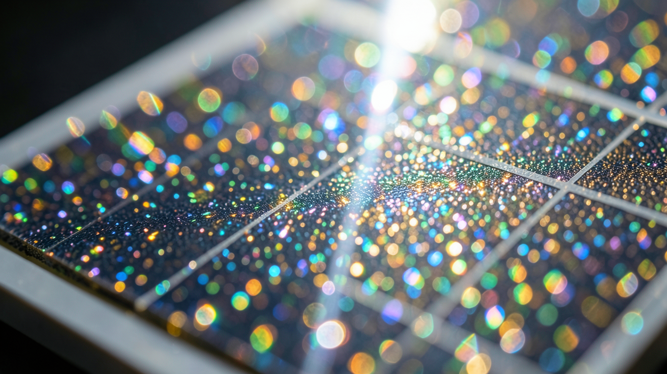 la cellule photovoltaïque montrant la texture de la surface semi-conductrice sous l'effet de la lumière