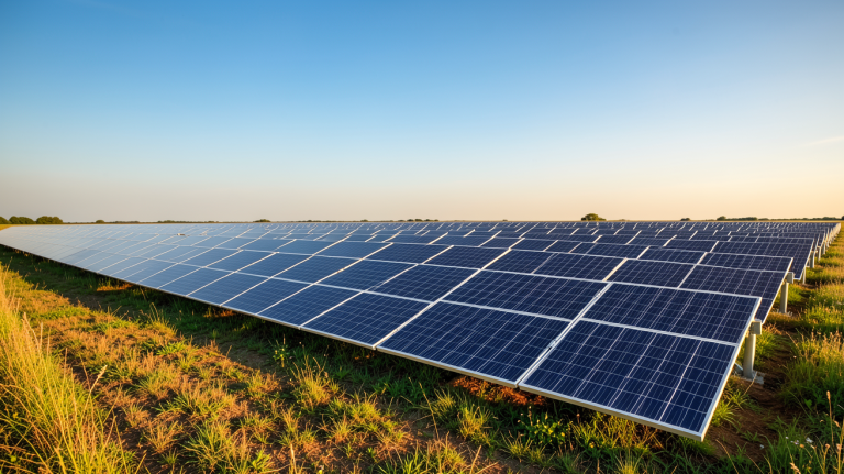 la centrale photovoltaïque composée de panneaux solaires alignés dans un champ ensoleillé