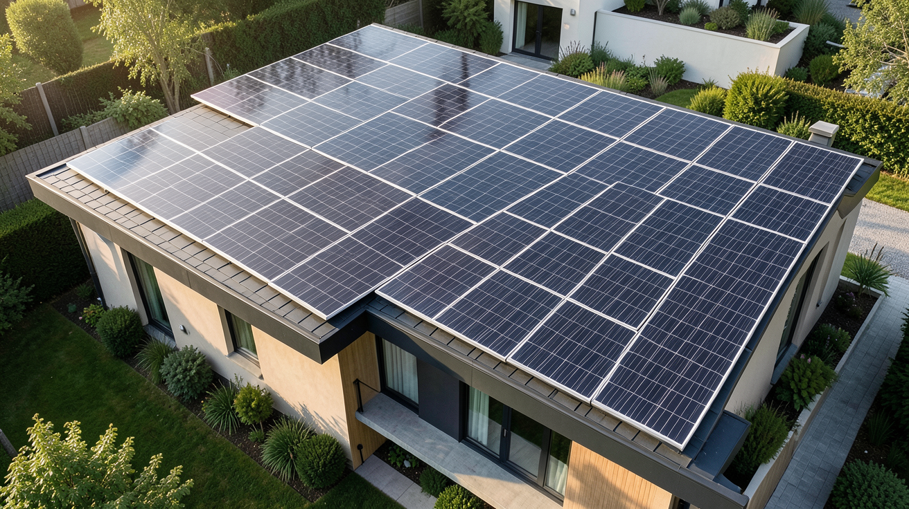 la maison ecolo panneaux photovoltaïques montrant le rendement et la puissance des installations solaires