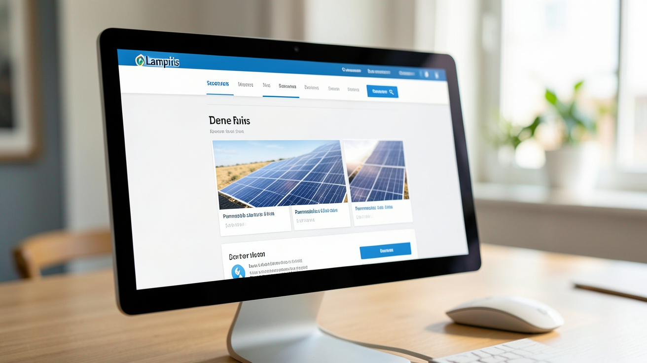 lampiris panneaux solaires formulaire de devis en ligne sur écran d'ordinateur