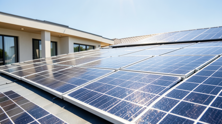 le bon coin panneau solaire installé sur le toit d'une maison moderne