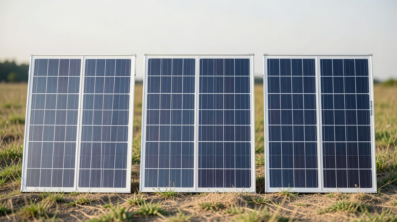 le panneau photovoltaïque montrant différents types de panneaux photovoltaïques exposés en extérieur
