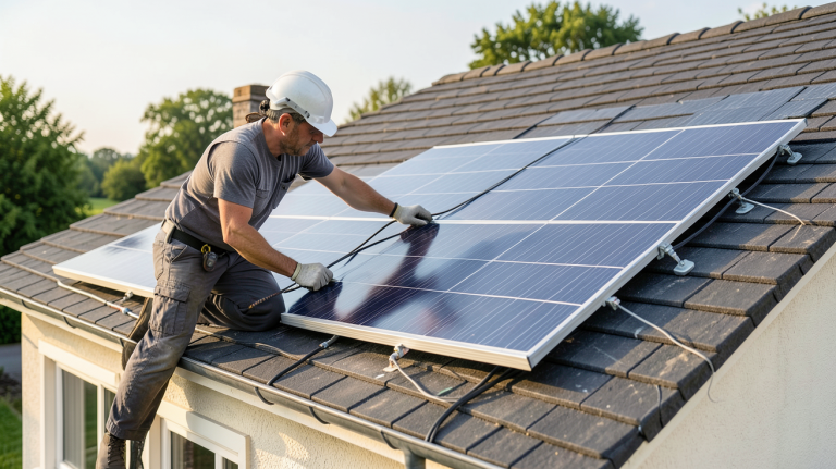 le prix de panneau solaire installation sur le toit d'une maison individuelle