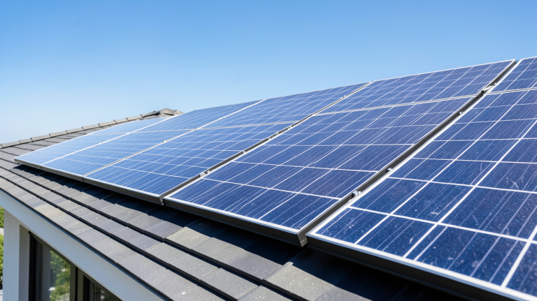 le prix des panneaux solaires illustré par une installation photovoltaïque sur une toiture résidentielle moderne.