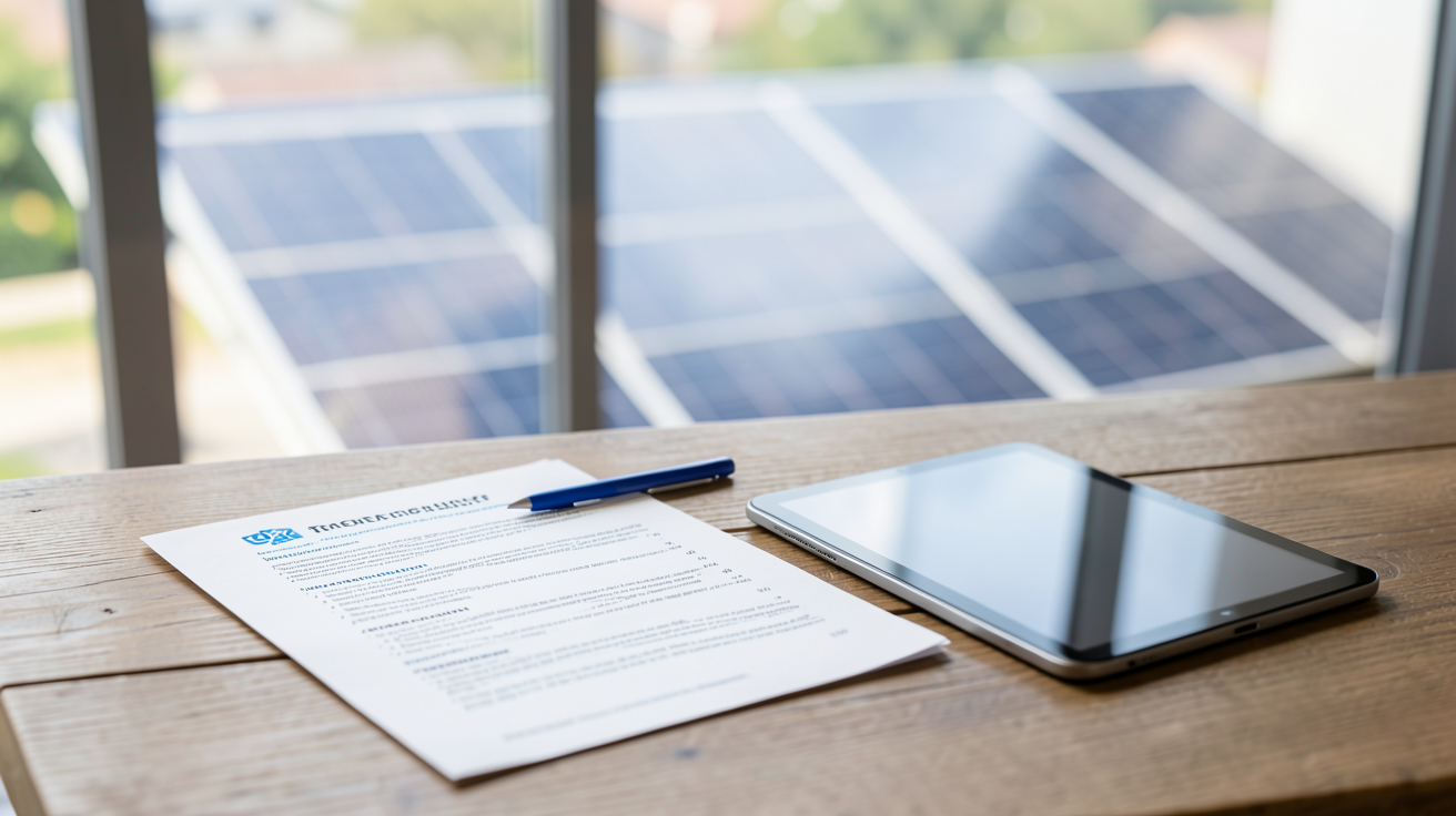 le prix des panneaux solaires photovoltaïques illustré par un devis professionnel sur une table