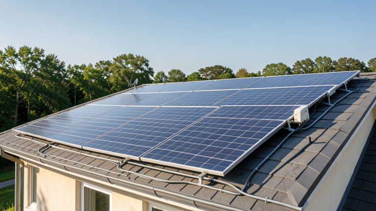 le prix des panneaux solaires photovoltaïques installation sur le toit d'une maison moderne avec lumière naturelle