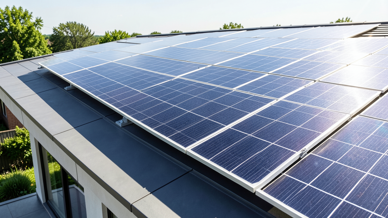 le prix des panneaux solaires photovoltaïques illustré par une installation professionnelle sur une toiture résidentielle moderne.