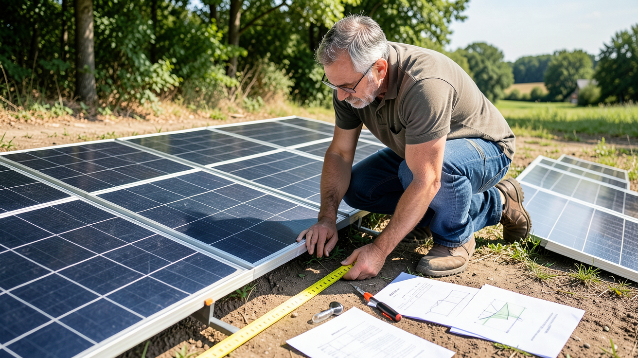 le prix du panneau solaire : installateur vérifiant les critères techniques influençant le coût d'une installation photovoltaïque