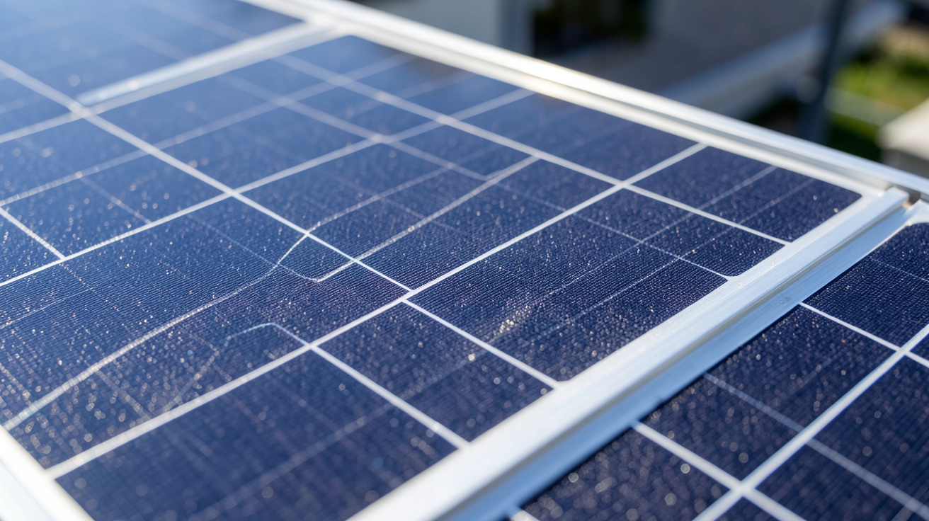 le prix panneau solaire représenté par un gros plan détaillé d'un panneau photovoltaïque neuf.