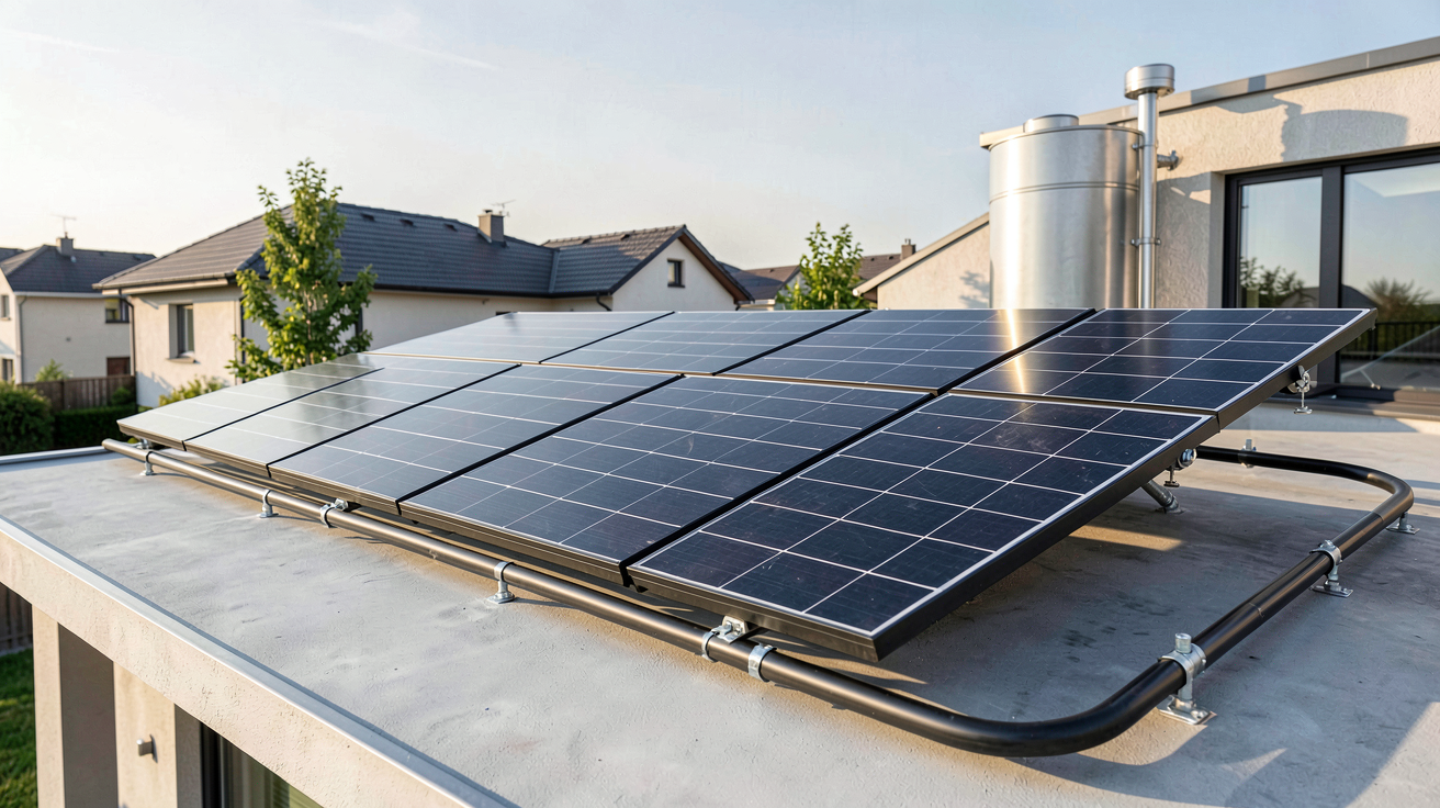 le solaire thermique utilisé pour des applications résidentielles sur le toit d'une maison moderne