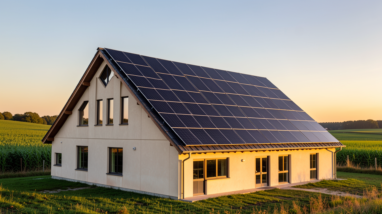 le triangle photovoltaïque installé sur un bâtiment agricole solaire