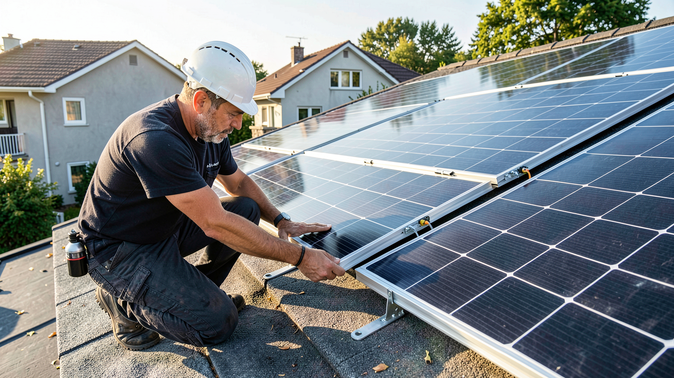 les meilleurs panneaux solaires évalués par un professionnel sur un toit résidentiel