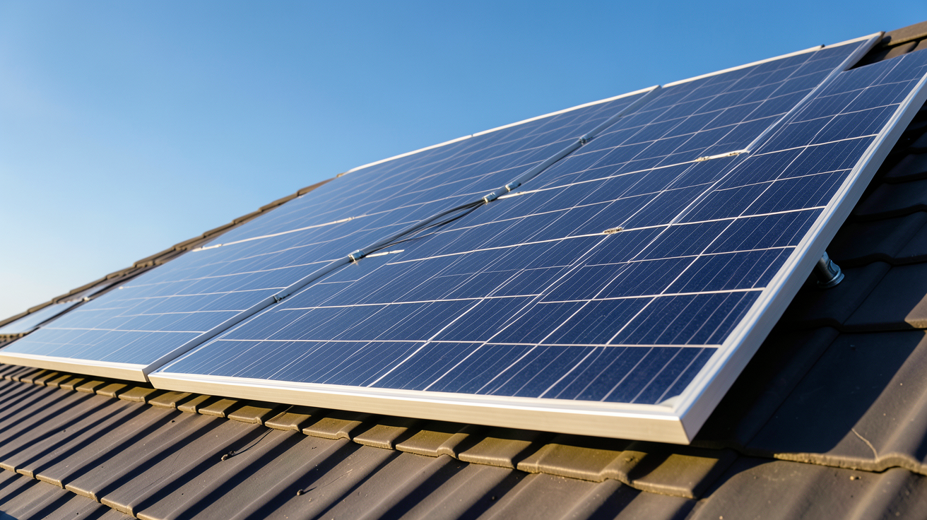 les panneaux photovoltaïque illustrant l'effet photovoltaïque expliqué sur un toit moderne