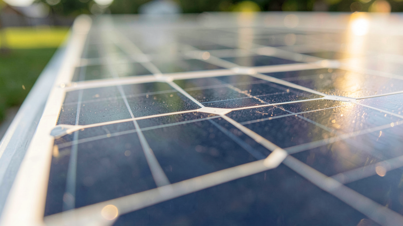 les panneaux photovoltaïques montrant le fonctionnement des cellules solaires en gros plan